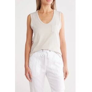 James Perse Women's 100% Cotton Tank Top Pocket (WLJH3115CU) SUL Size 4 XL NWT